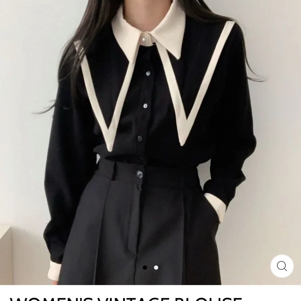 Vintage inspired Black and White Women's Blouse